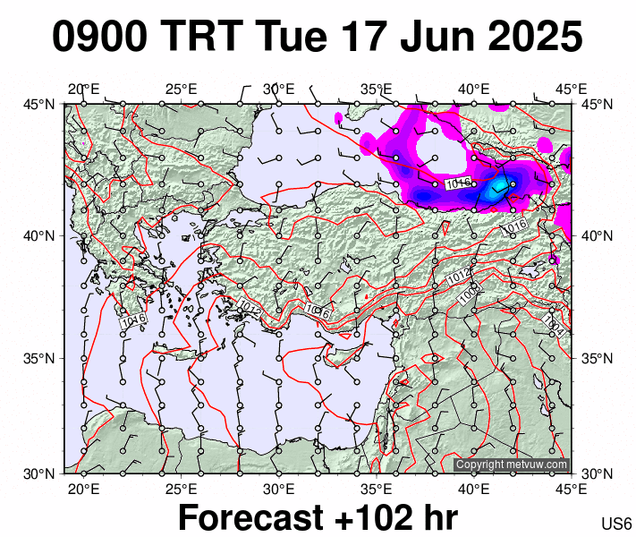 Turkey forecast chart for Tuesday, June 17th, 2025 at 6:00 AM
