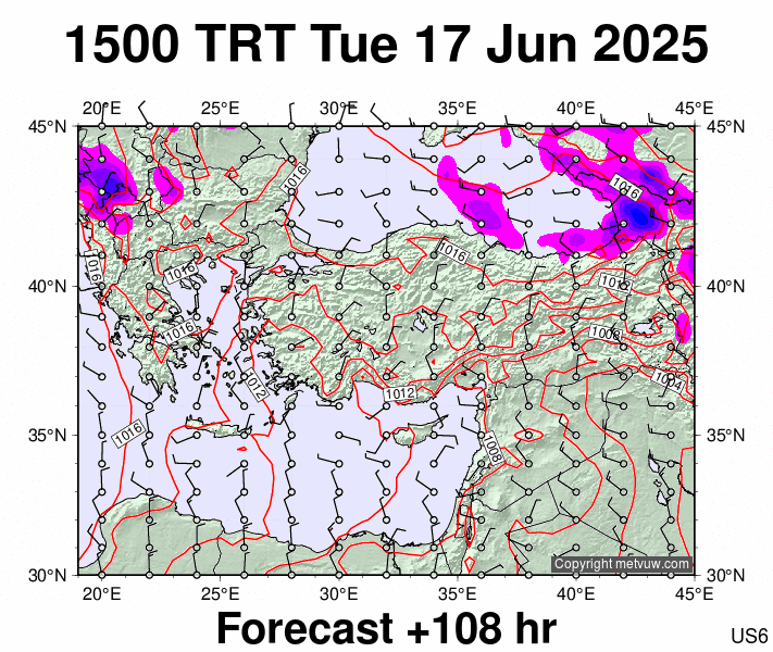 Turkey forecast chart for Tuesday, June 17th, 2025 at 12:00 PM