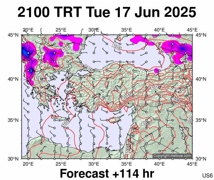 Turkey forecast chart for Tuesday, June 17th, 2025 at 6:00 PM