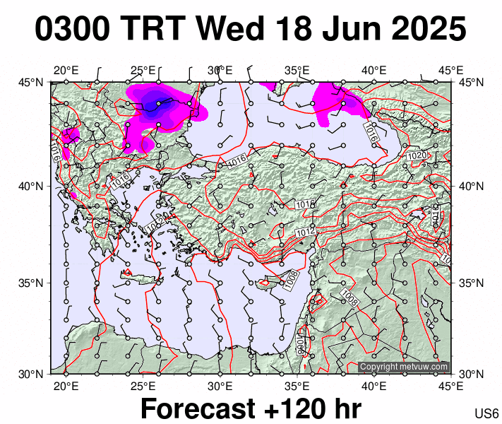 Turkey forecast chart for Wednesday, June 18th, 2025 at 12:00 AM