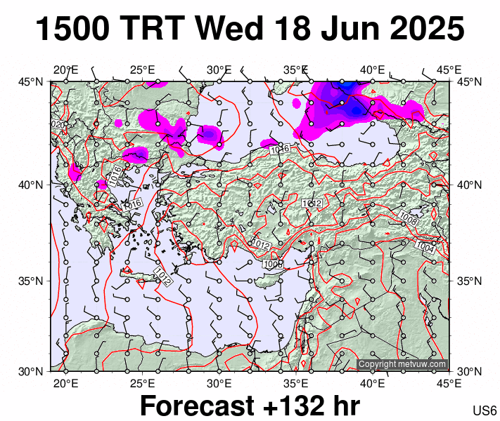 Turkey forecast chart for Wednesday, June 18th, 2025 at 12:00 PM