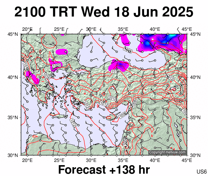Turkey forecast chart for Wednesday, June 18th, 2025 at 6:00 PM