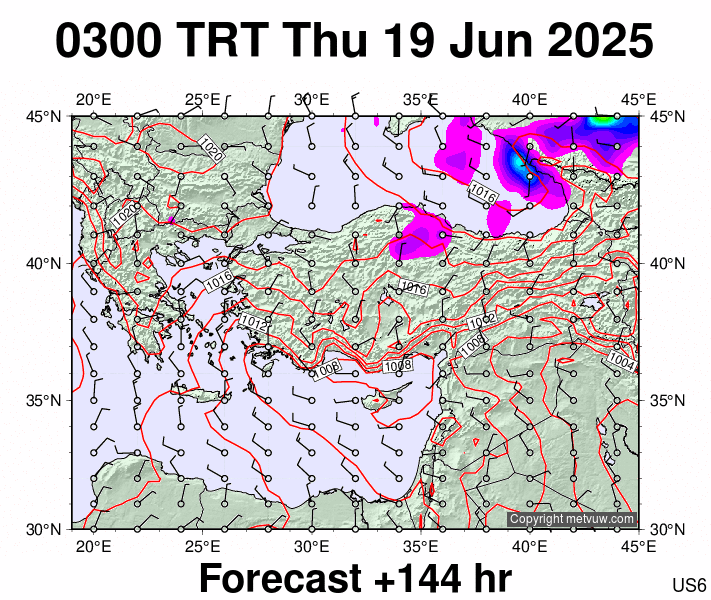 Turkey forecast chart for Thursday, June 19th, 2025 at 12:00 AM