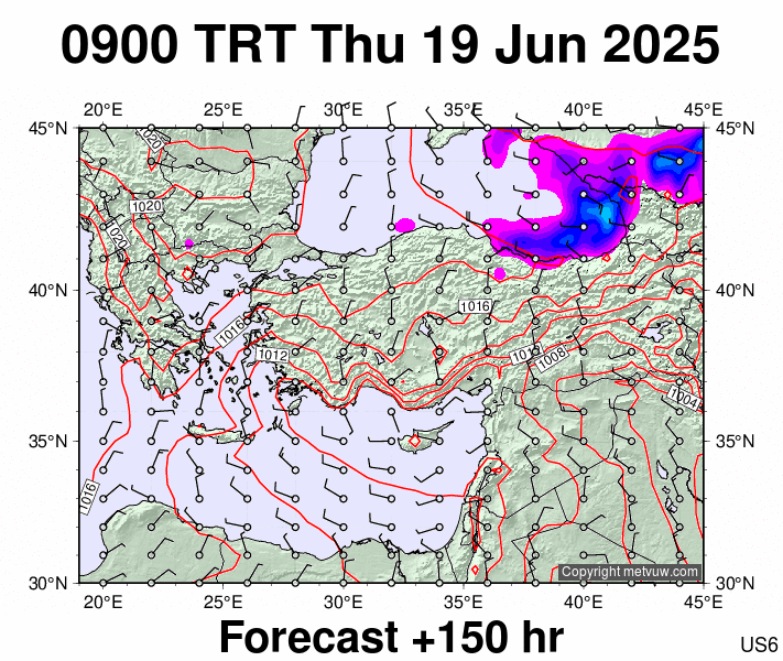 Turkey forecast chart for Thursday, June 19th, 2025 at 6:00 AM