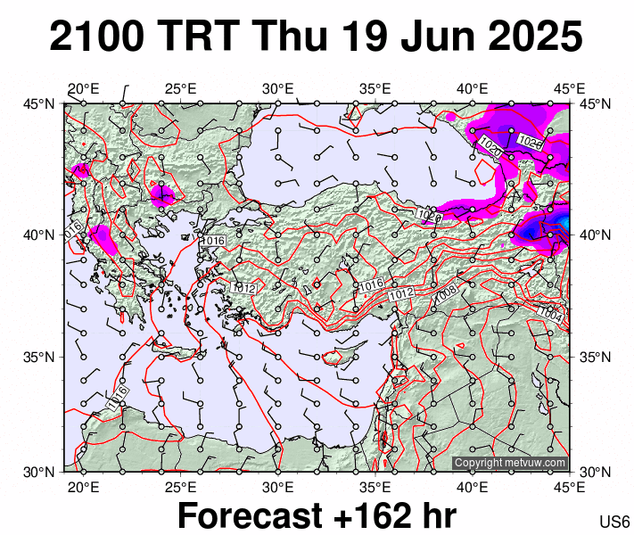 Turkey forecast chart for Thursday, June 19th, 2025 at 6:00 PM