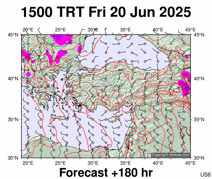 Turkey forecast chart for Friday, June 20th, 2025 at 12:00 PM