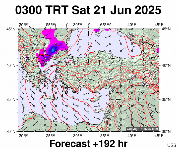 Turkey forecast chart for Saturday, June 21st, 2025 at 12:00 AM
