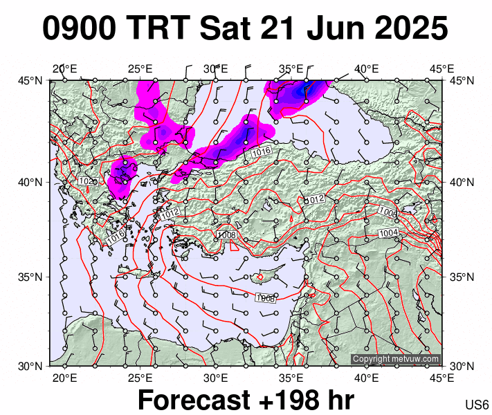 Turkey forecast chart for Saturday, June 21st, 2025 at 6:00 AM