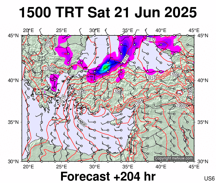 Turkey forecast chart for Saturday, June 21st, 2025 at 12:00 PM