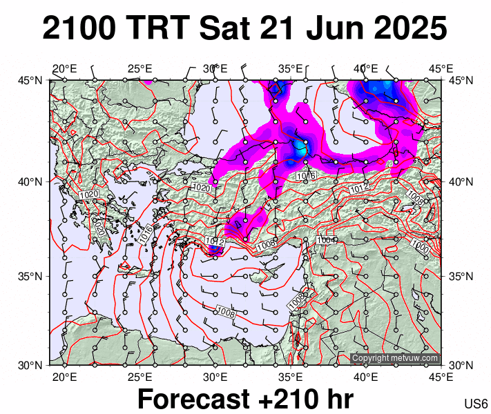 Turkey forecast chart for Saturday, June 21st, 2025 at 6:00 PM