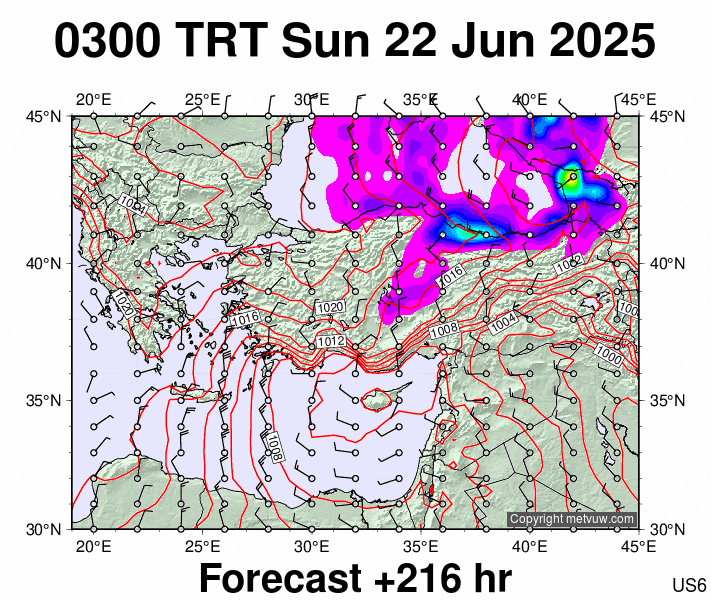 Turkey forecast chart for Sunday, June 22nd, 2025 at 12:00 AM