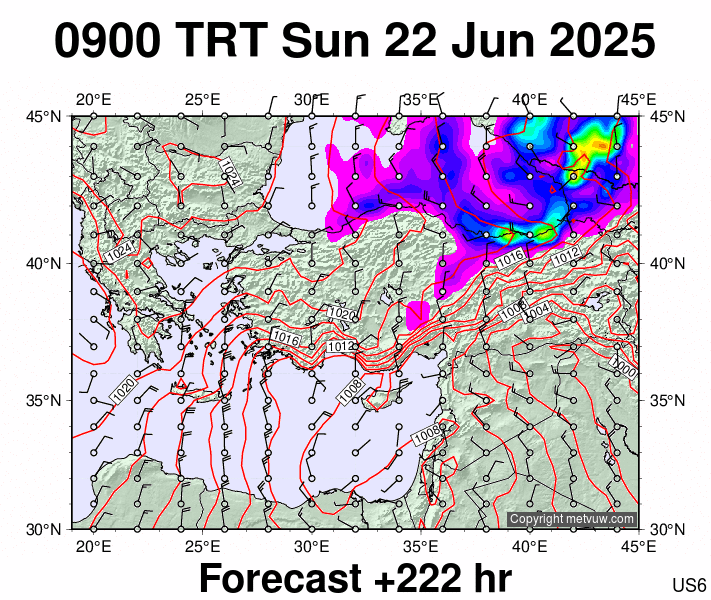Turkey forecast chart for Sunday, June 22nd, 2025 at 6:00 AM