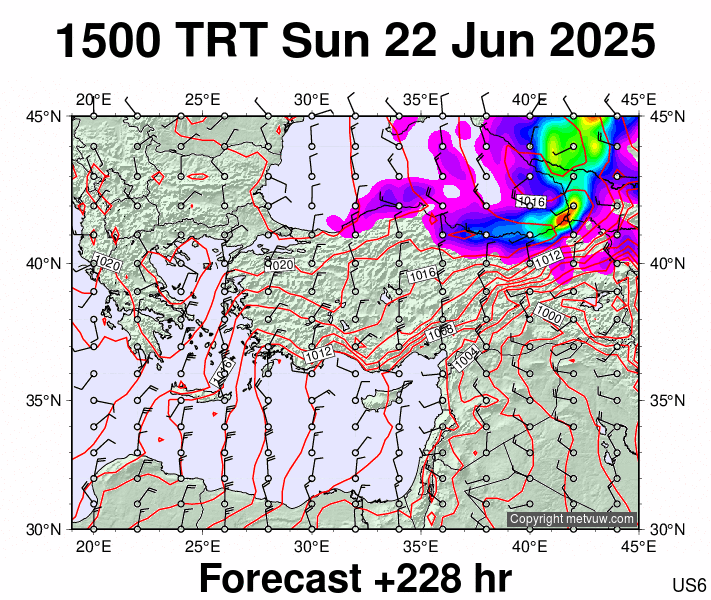 Turkey forecast chart for Sunday, June 22nd, 2025 at 12:00 PM