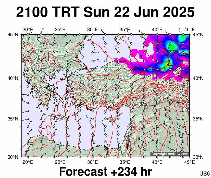 Turkey forecast chart for Sunday, June 22nd, 2025 at 6:00 PM