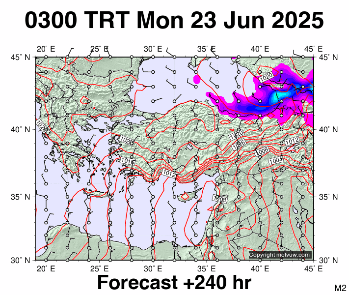Turkey forecast chart for Monday, June 23rd, 2025 at 12:00 AM