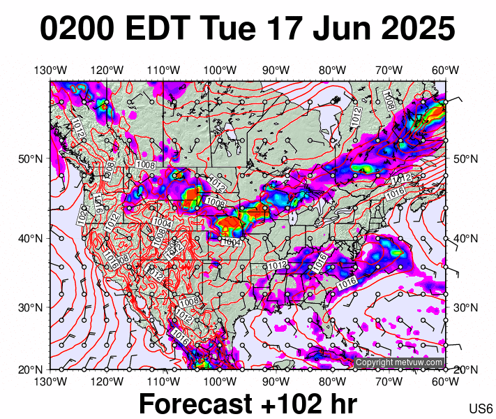 USA forecast chart for Tuesday, June 17th, 2025 at 6:00 AM