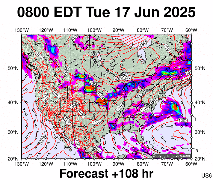 USA forecast chart for Tuesday, June 17th, 2025 at 12:00 PM