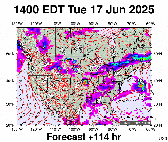 USA forecast chart for Tuesday, June 17th, 2025 at 6:00 PM