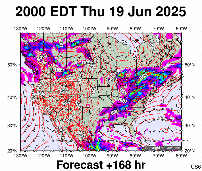 USA forecast chart for Friday, June 20th, 2025 at 12:00 AM
