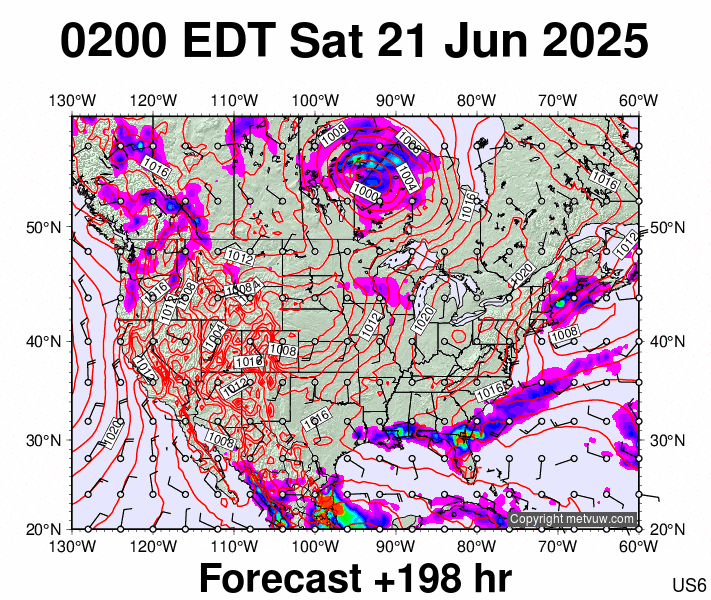 USA forecast chart for Saturday, June 21st, 2025 at 6:00 AM