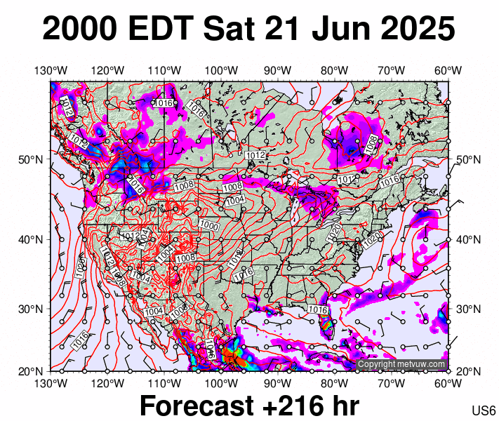 USA forecast chart for Sunday, June 22nd, 2025 at 12:00 AM