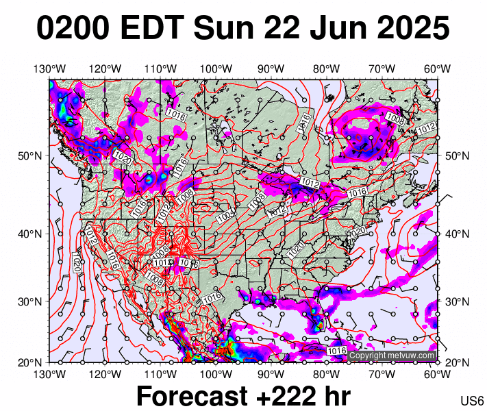 USA forecast chart for Sunday, June 22nd, 2025 at 6:00 AM