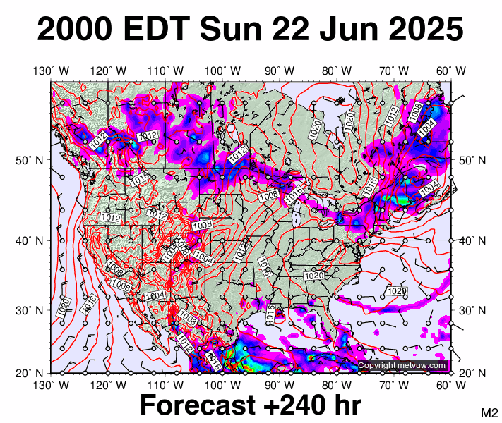 USA forecast chart for Monday, June 23rd, 2025 at 12:00 AM