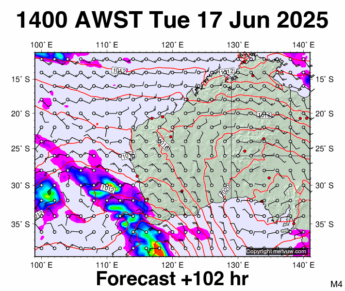 Western Australia forecast chart for Tuesday, June 17th, 2025 at 6:00 AM