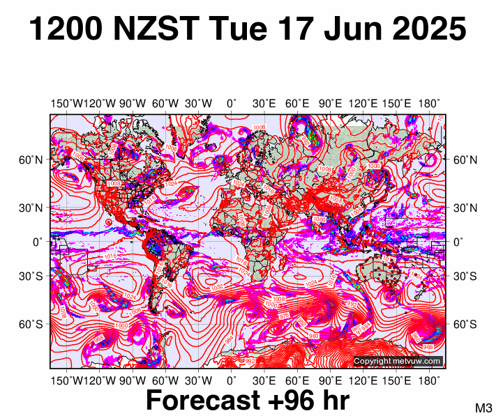 World forecast chart for Tuesday, June 17th, 2025 at 12:00 AM