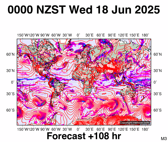 World forecast chart for Tuesday, June 17th, 2025 at 12:00 PM