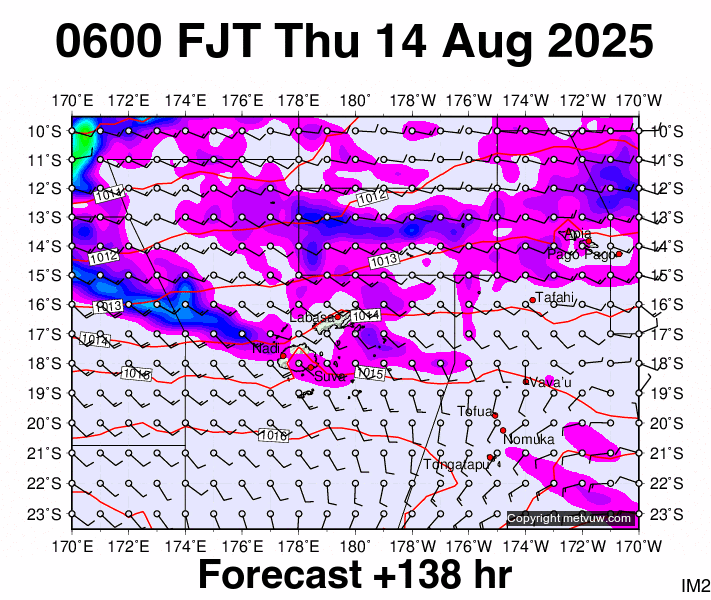 Fiji forecast chart for Wednesday, August 13th, 2025 at 6:00 PM