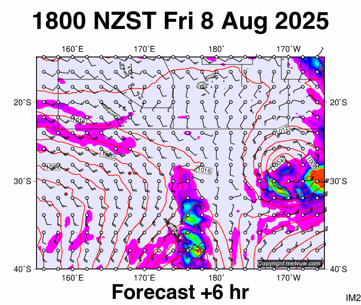 Fiji - NZ forecast chart for Friday, August 8th, 2025 at 6:00 AM