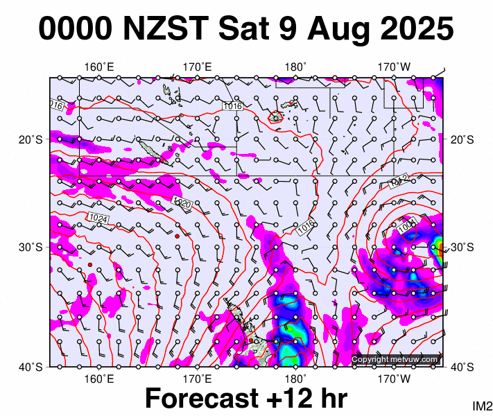 Fiji - NZ forecast chart for Friday, August 8th, 2025 at 12:00 PM