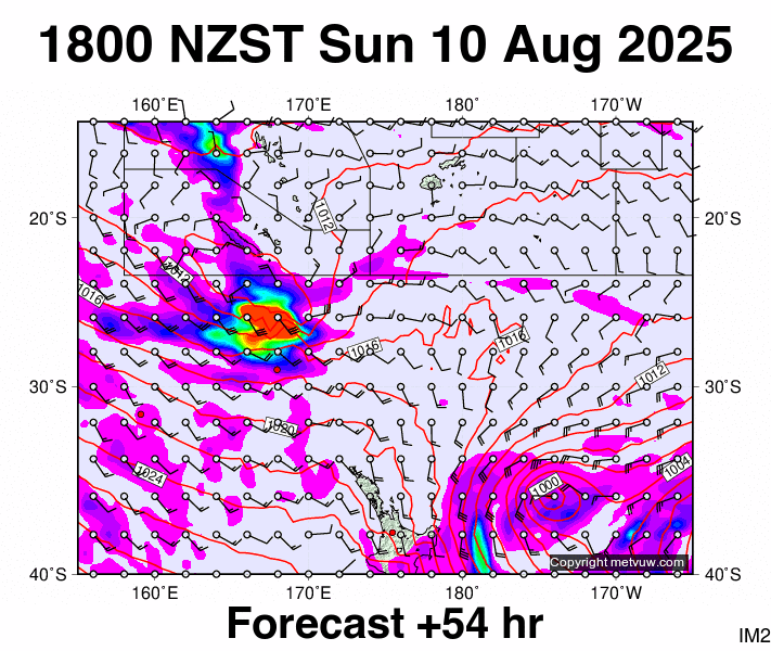 Fiji - NZ forecast chart for Sunday, August 10th, 2025 at 6:00 AM