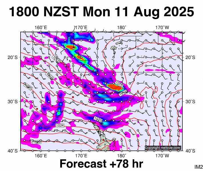 Fiji - NZ forecast chart for Monday, August 11th, 2025 at 6:00 AM
