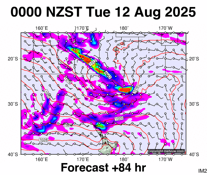 Fiji - NZ forecast chart for Monday, August 11th, 2025 at 12:00 PM