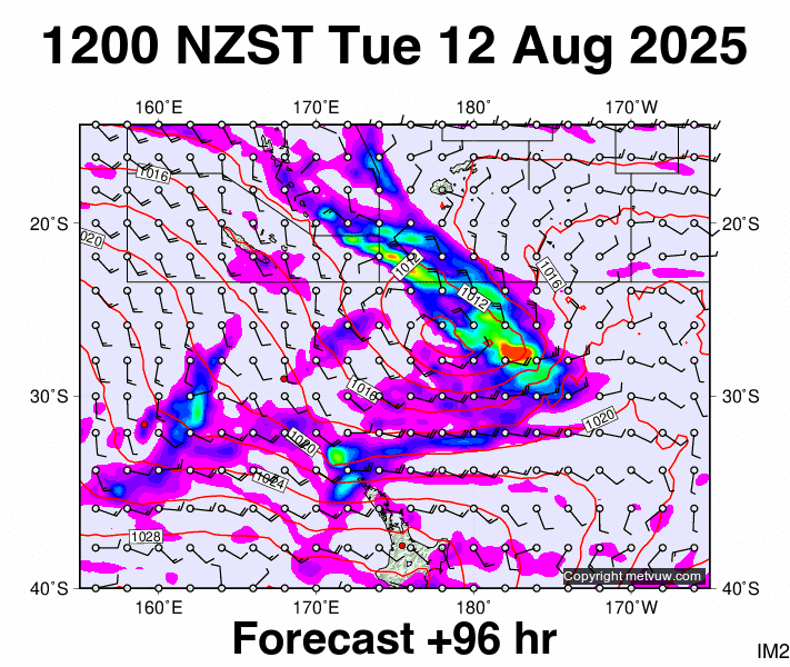 Fiji - NZ forecast chart for Tuesday, August 12th, 2025 at 12:00 AM