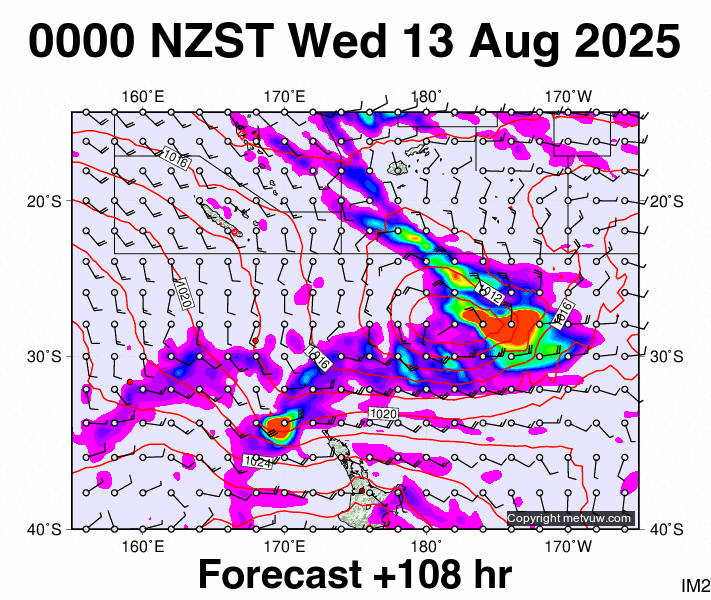 Fiji - NZ forecast chart for Tuesday, August 12th, 2025 at 12:00 PM