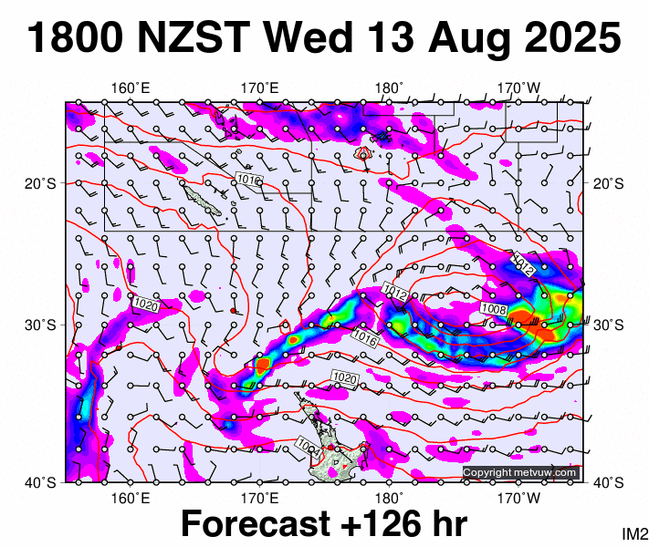 Fiji - NZ forecast chart for Wednesday, August 13th, 2025 at 6:00 AM