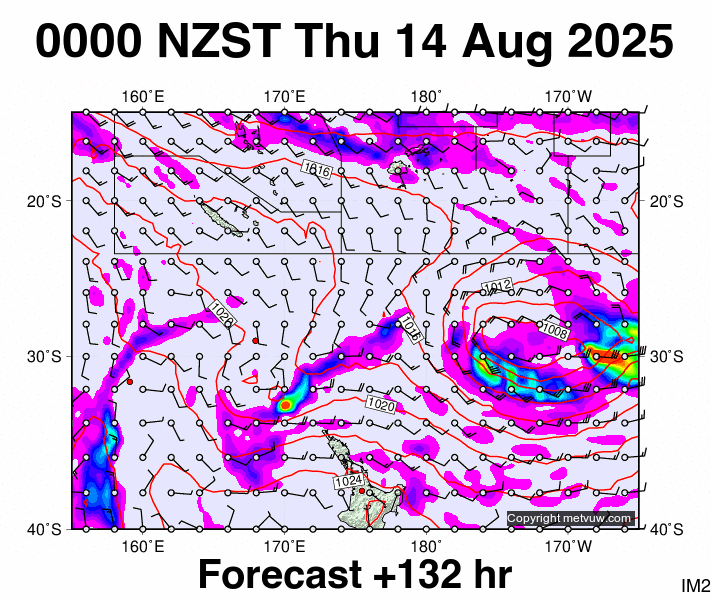 Fiji - NZ forecast chart for Wednesday, August 13th, 2025 at 12:00 PM