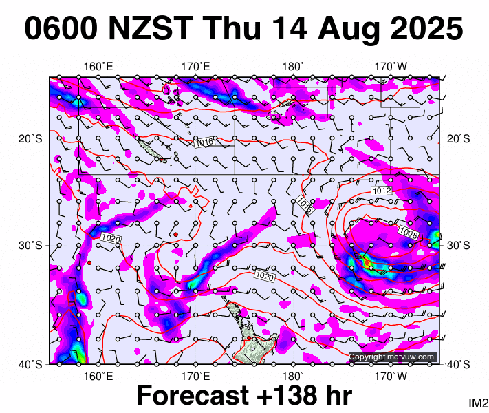Fiji - NZ forecast chart for Wednesday, August 13th, 2025 at 6:00 PM