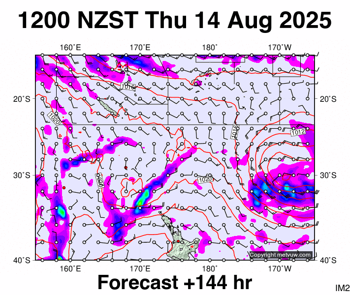 Fiji - NZ forecast chart for Thursday, August 14th, 2025 at 12:00 AM