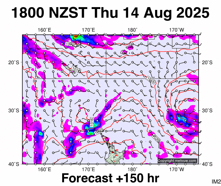 Fiji - NZ forecast chart for Thursday, August 14th, 2025 at 6:00 AM