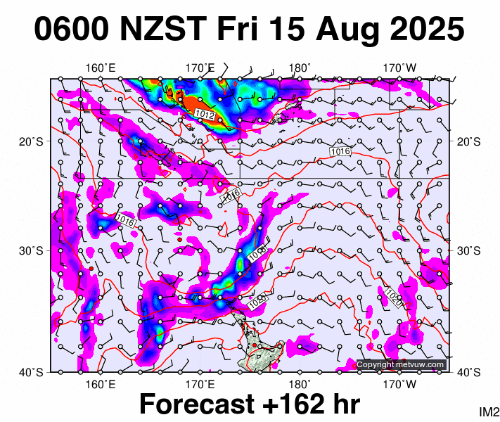 Fiji - NZ forecast chart for Thursday, August 14th, 2025 at 6:00 PM