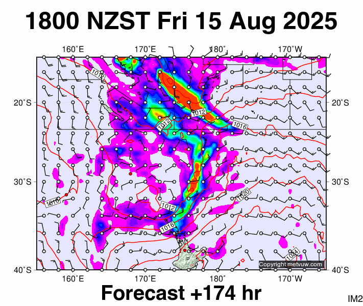 Fiji - NZ forecast chart for Friday, August 15th, 2025 at 6:00 AM