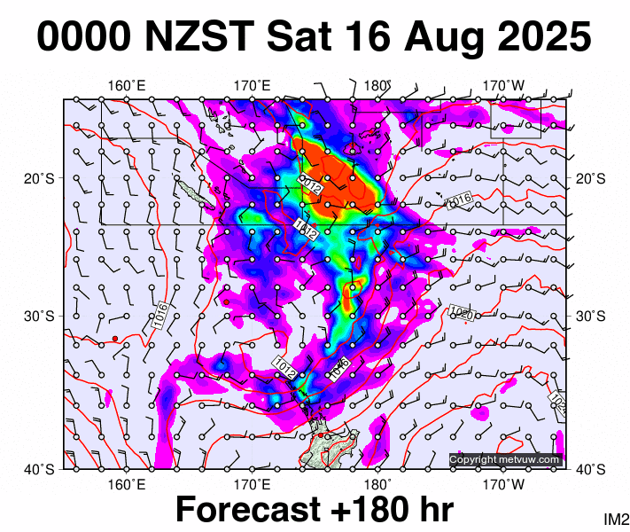 Fiji - NZ forecast chart for Friday, August 15th, 2025 at 12:00 PM