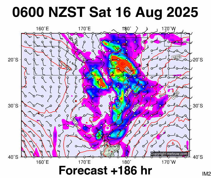 Fiji - NZ forecast chart for Friday, August 15th, 2025 at 6:00 PM