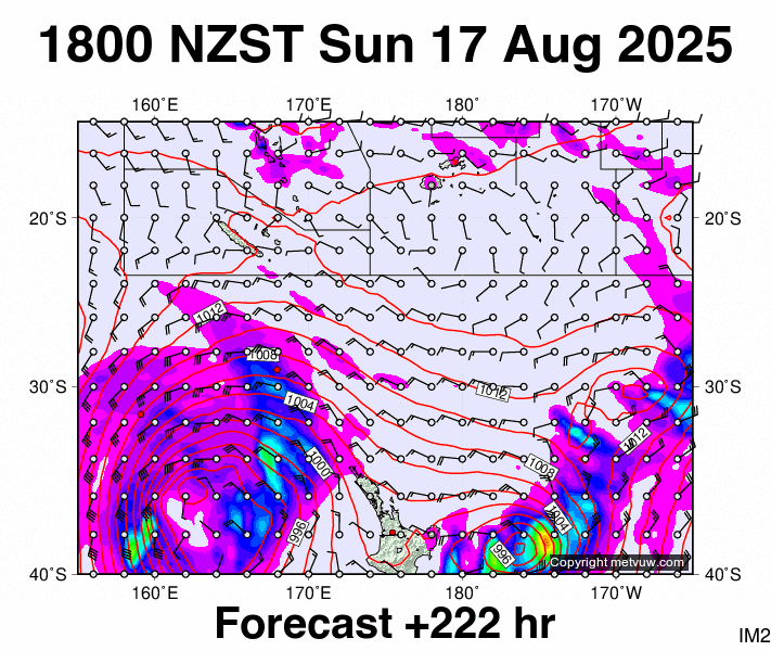 Fiji - NZ forecast chart for Sunday, August 17th, 2025 at 6:00 AM