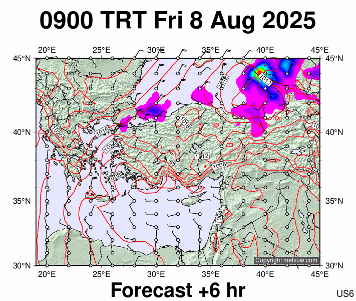 Turkey forecast chart for Friday, August 8th, 2025 at 6:00 AM
