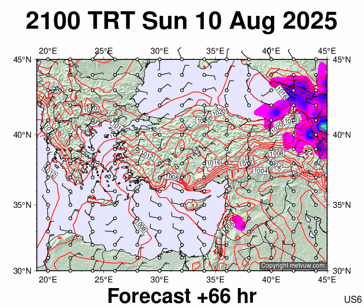 Turkey forecast chart for Sunday, August 10th, 2025 at 6:00 PM